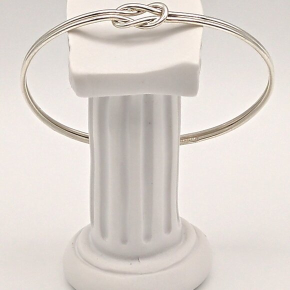 White 925 Sterling Silver Knot Bangle Bracelet – Gift for her - Picture 5 of 6